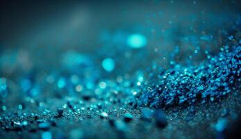 Shiny Blue Glitter In Abstract Defocused Background photo
