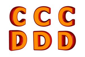 3D set alphabet red orange color png