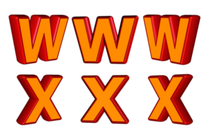 3D set alphabet red orange color png