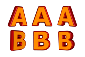 3D set alphabet red orange color png