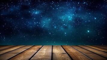 A wooden floor with stars in the sky. photo