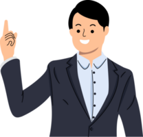 portrait of young businessman pointing his finger up or businessman gesture png