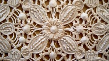 Intricate lace pattern in close-up view. photo