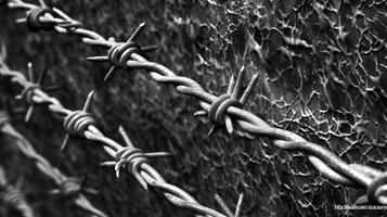 A monochrome barbed wire texture. photo