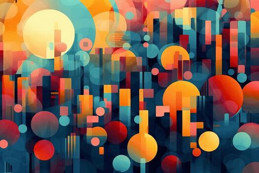 A vibrant and dynamic abstract background featuring circles and dots. photo