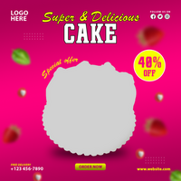 Delicious cake social media post and banner psd