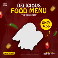 Food menu social media template psd