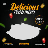 Delicious food menu social media post and template psd