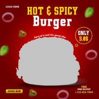 Delicious burger social media post and template psd