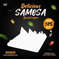 Food menu and restaurant samosa social media post template psd