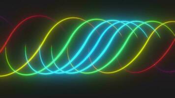 Abstract multicolored glowing bright magical energy lines on a black background video