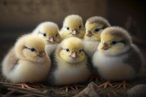 Baby chicks at farm photo