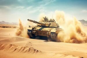 Explosive battleground, Armored tank conquers minefield in epic desert invasion photo