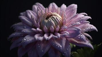 A beautiful 3D flower in light purple set against a dark background photo