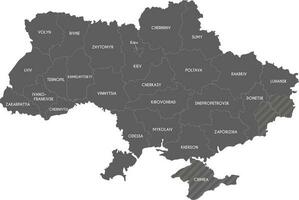 mapa de Ucrania con regiones, administrativo divisiones y territorios reclamado por Rusia. editable y claramente etiquetado capas. vector