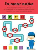 Number machine Educational Sheet. Primary module for Numerical Ability. 5-6 years old. Educational Sheets Series vector