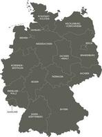 Vector map of Germany with federated states or regions and administrative divisions. Editable and clearly labeled layers.