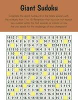 Giant Sudoku Educational Sheet. Primary module for Numerical Ability. 5-6 years old. Educational Sheets Series vector