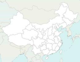 Vector blank map of China with provinces, regions and administrative divisions, and neighbouring countries. Editable and clearly labeled layers.