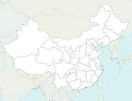 Vector blank map of China with provinces, regions and administrative divisions, and neighbouring countries. Editable and clearly labeled layers.