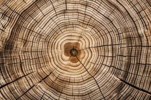 Cut tree exhibits annual growth history in intricate circle patterns photo