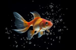 Playful goldfish blows tiny bubbles in the water AI Generated photo