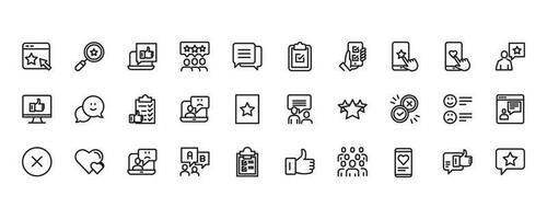 set icon line feedback and rating, rank, vector illustration