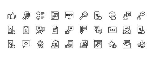 set icon line feedback and rating, rank, vector illustration