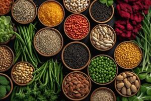 Vibrant selection of high-fiber plant-based foods, ideal for cooking photo