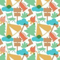 Summer Camp Seamless Pattern Design of Camping and Traveling Element in Template Hand Drawn Cartoon Flat Illustration vector