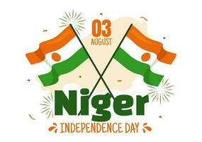 Happy Niger Republic Day Vector Illustration with Waving Flag and Country Public Holiday in Cartoon Hand Drawn Landing Page Background Templates
