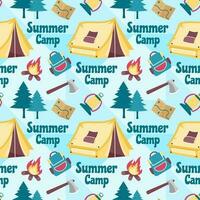 Summer Camp Seamless Pattern Design of Camping and Traveling Element in Template Hand Drawn Cartoon Flat Illustration vector