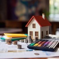 casa modelo en dinero efectivo ahorro para concepto inversión hipoteca fondo Finanzas y hogar préstamo antecedentes generativo ai foto