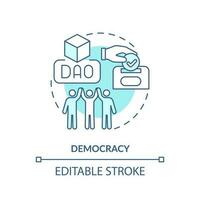Democracy turquoise concept icon. Make decisions by voting. DAO characteristic abstract idea thin line illustration. Isolated outline drawing. Editable stroke vector