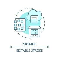 almacenamiento turquesa concepto icono. nube tecnología. estructurado archivos. resumen idea Delgado línea ilustración. aislado contorno dibujo. editable carrera vector