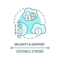 Security and support turquoise concept icon. Private information. Architecture abstract idea thin line illustration. Isolated outline drawing. Editable stroke vector