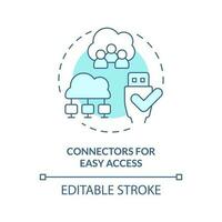 Connectors for easy access turquoise concept icon. Data lake architecture abstract idea thin line illustration. Isolated outline drawing. Editable stroke vector