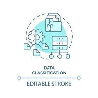 Data classification turquoise concept icon. Data lake architecture abstract idea thin line illustration. Isolated outline drawing. Editable stroke vector