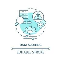 Data auditing turquoise concept icon. Tracking changes. Data lake key concept abstract idea thin line illustration. Isolated outline drawing. Editable stroke vector