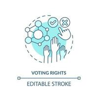 Voting rights turquoise concept icon. Cooperative network management. DAO element abstract idea thin line illustration. Isolated outline drawing. Editable stroke vector