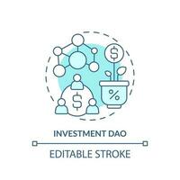 Investment DAO turquoise concept icon. Decentralized autonomous organizations type abstract idea thin line illustration. Isolated outline drawing. Editable stroke vector