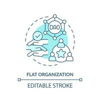 Flat organization turquoise concept icon. Network management. DAO characteristic abstract idea thin line illustration. Isolated outline drawing. Editable stroke vector