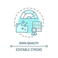 Data quality turquoise concept icon. Relevant and accurate information. Data lake abstract idea thin line illustration. Isolated outline drawing. Editable stroke vector