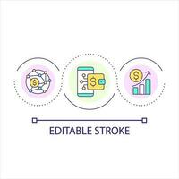 Digitization of financial system loop concept icon. Investment via mobile application. Business abstract idea thin line illustration. Isolated outline drawing. Editable stroke vector