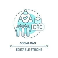 Social DAO turquoise concept icon. Decentralized autonomous organizations type abstract idea thin line illustration. Isolated outline drawing. Editable stroke vector