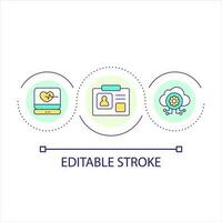 Digital medical records loop concept icon. Integrate software in healthcare service. Medicine progress abstract idea thin line illustration. Isolated outline drawing. Editable stroke vector