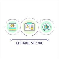 Digital medical records loop concept icon. Integrate software in healthcare service. Medicine progress abstract idea thin line illustration. Isolated outline drawing. Editable stroke vector