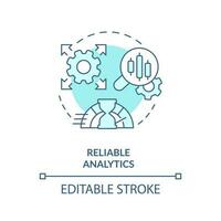 Reliable analytics turquoise concept icon. Fast service. Data lake architecture abstract idea thin line illustration. Isolated outline drawing. Editable stroke vector