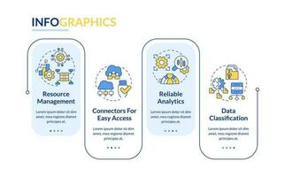Data lake architecture blue rectangle infographic template. Data visualization with 4 steps. Editable timeline info chart. Workflow layout with line icons vector