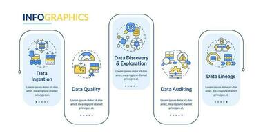 datos lago llave conceptos azul rectángulo infografía modelo. datos visualización con 5 5 pasos. editable cronograma informacion cuadro. flujo de trabajo diseño con línea íconos vector